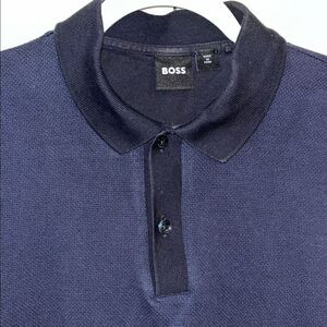 Hugo Boss Black Label Blue & Black Cotton Polo Golf Shirt M wow!